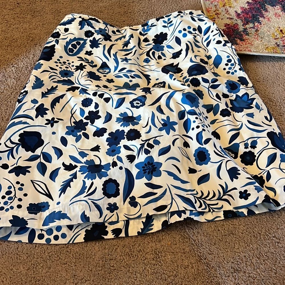 EUC Boden Francesca blue floral cotton A-line skirt 12R US side pockets